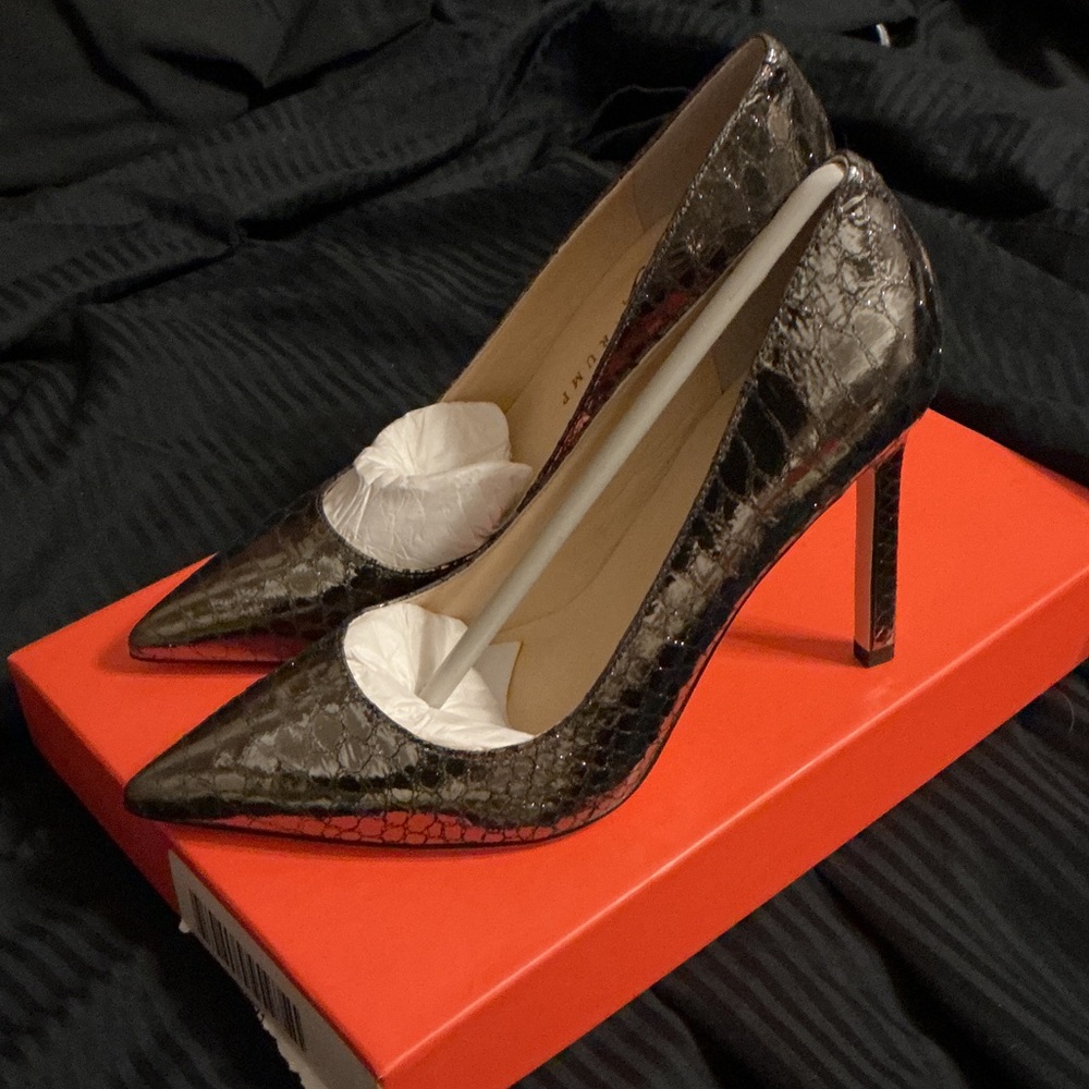 Ivanka Trump Pewter Snakeskin Heels